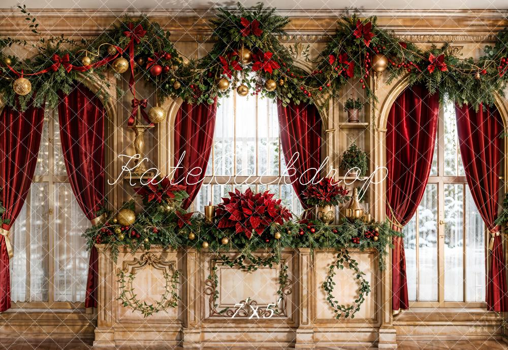 Kate Christmas Vintage Wall Window Backdrop Designed by Emetselch