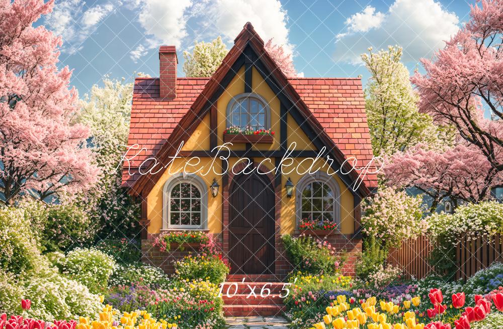 Kate Spring Cottage Garden Flowers Backdrop Designed by Emetselch