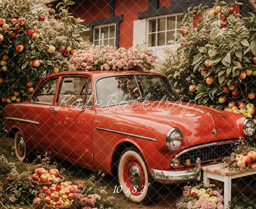 Kate Spring Vintage Car Apple Orchard Backdrop Designed by Emetselch