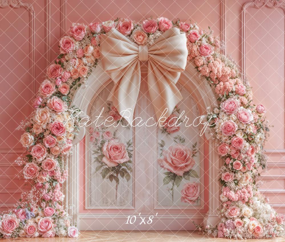 Kate Flower Arch Pink Rose Bow Backdrop Designed by Emetselch