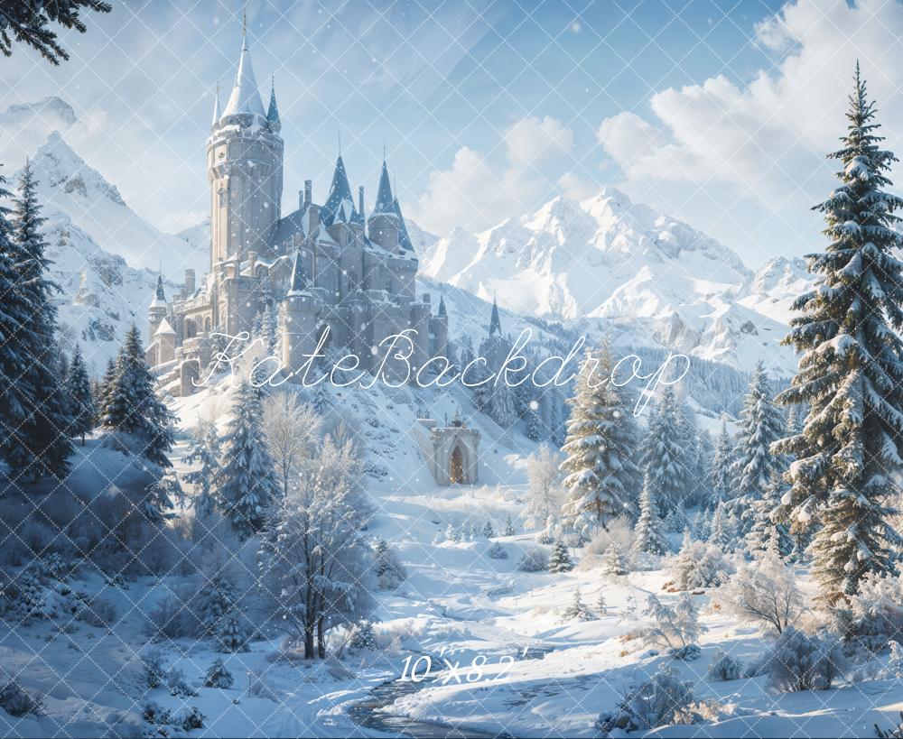 Kate Forest Castle Snowy Mountain Backdrop Designed by Emetselch