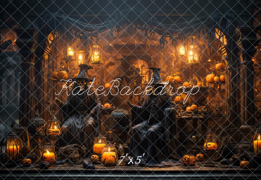 Kate Halloween Street Pumpkin Store Ghost Witch Backdrop Designed by Emetselch