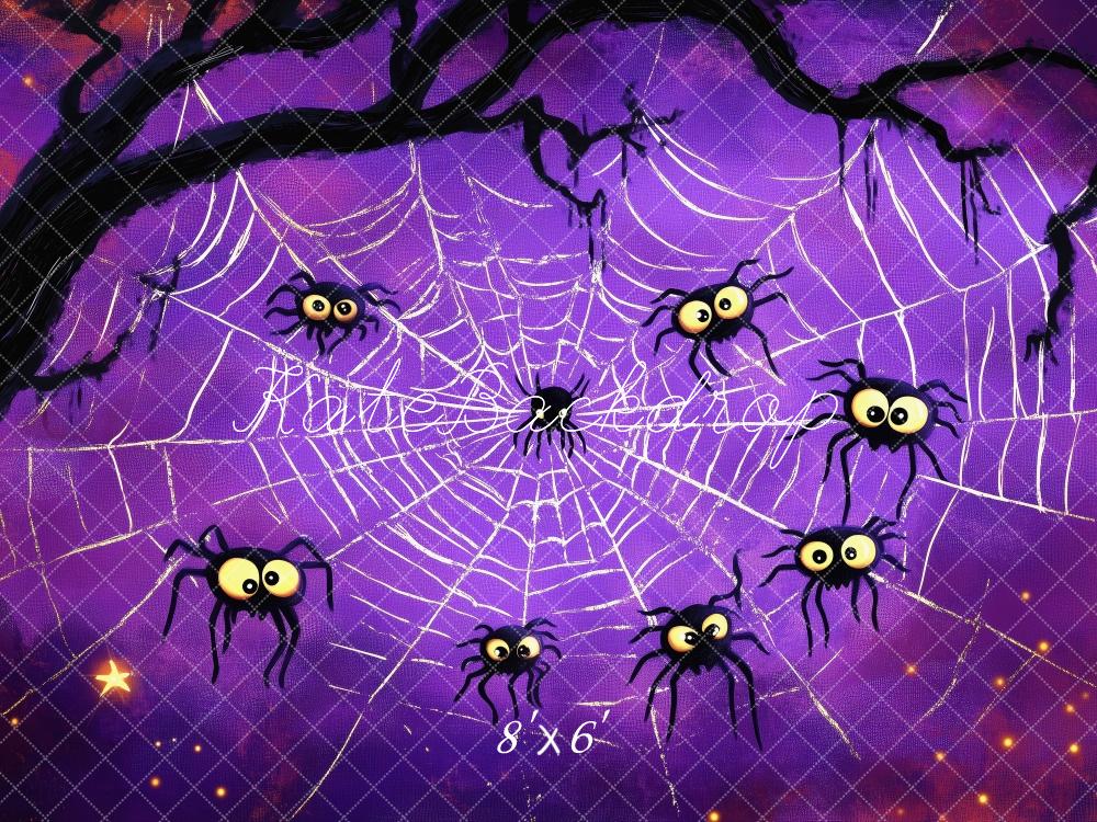 Kate Halloween Spiders Web Tree Purple Backdrop Designed by Patty Roberts