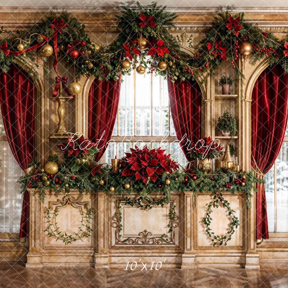 Kate Christmas Vintage Wall Window Backdrop Designed by Emetselch