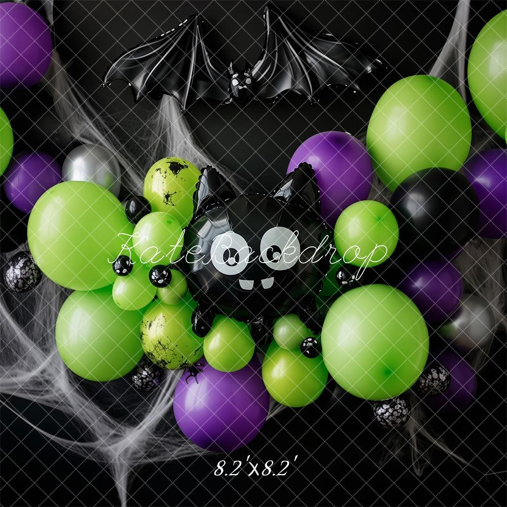 Kate Halloween Balloons Bat Spider Web Backdrop Designed by Patty Roberts