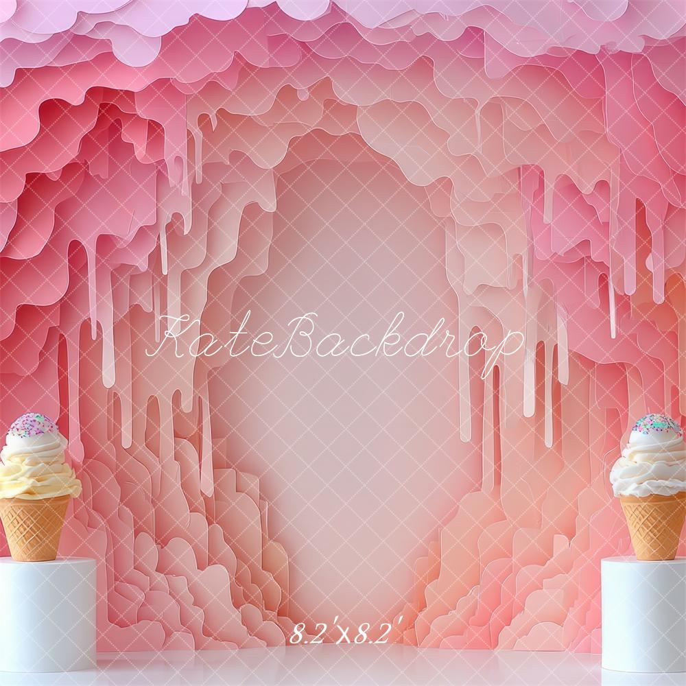 Kate Cake Smash Ice Cream Pink Wall Backdrop Designed by Mini MakeBelieve