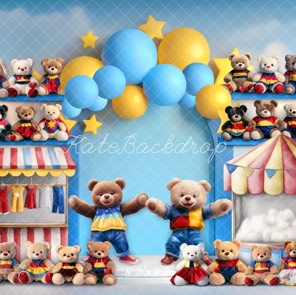 Fondo de arco de carnaval de oso de peluche