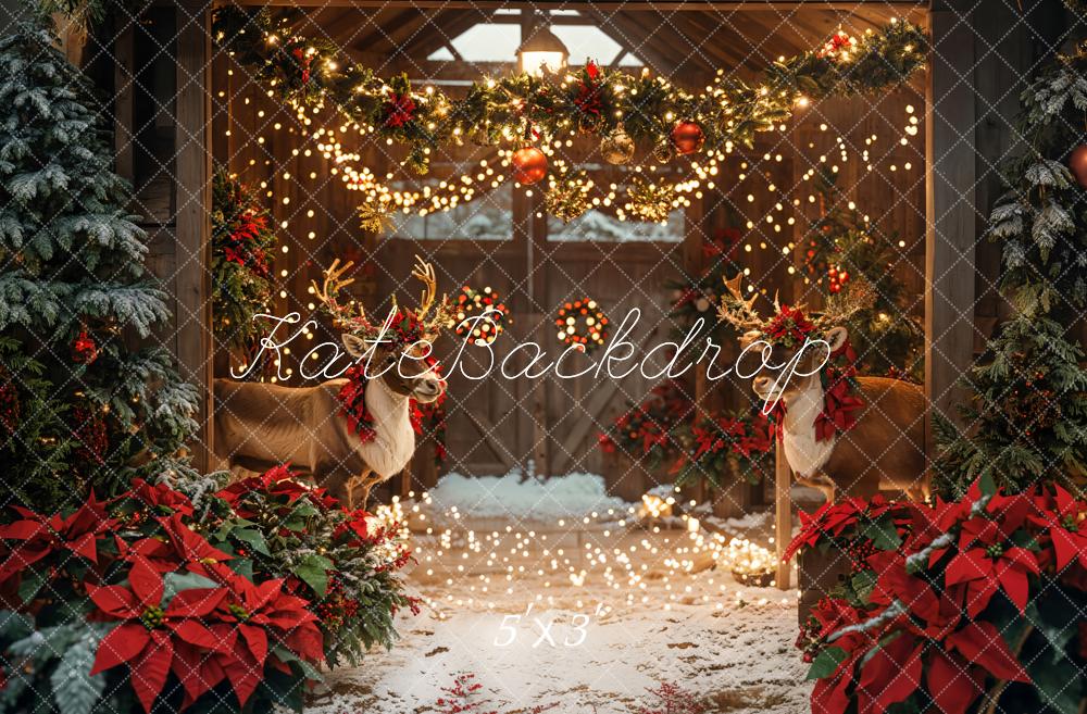 Kate Christmas Barn Elk Led lights Strip Backdrop Designed by Emetselch