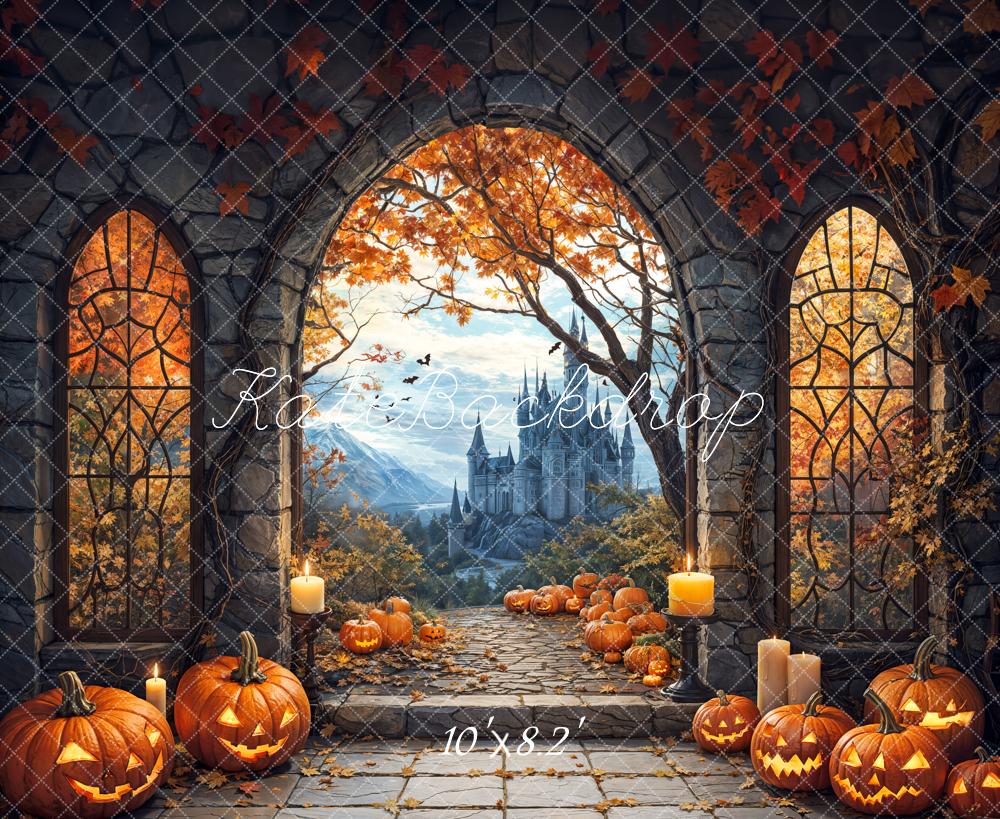 Fondo de calabaza del castillo de arce de Halloween diseñado por Emetselch