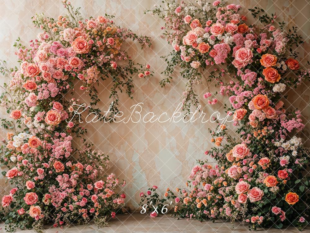 Kate Spring Floral Arch Pink Roses Backdrop Designed by Emetselch