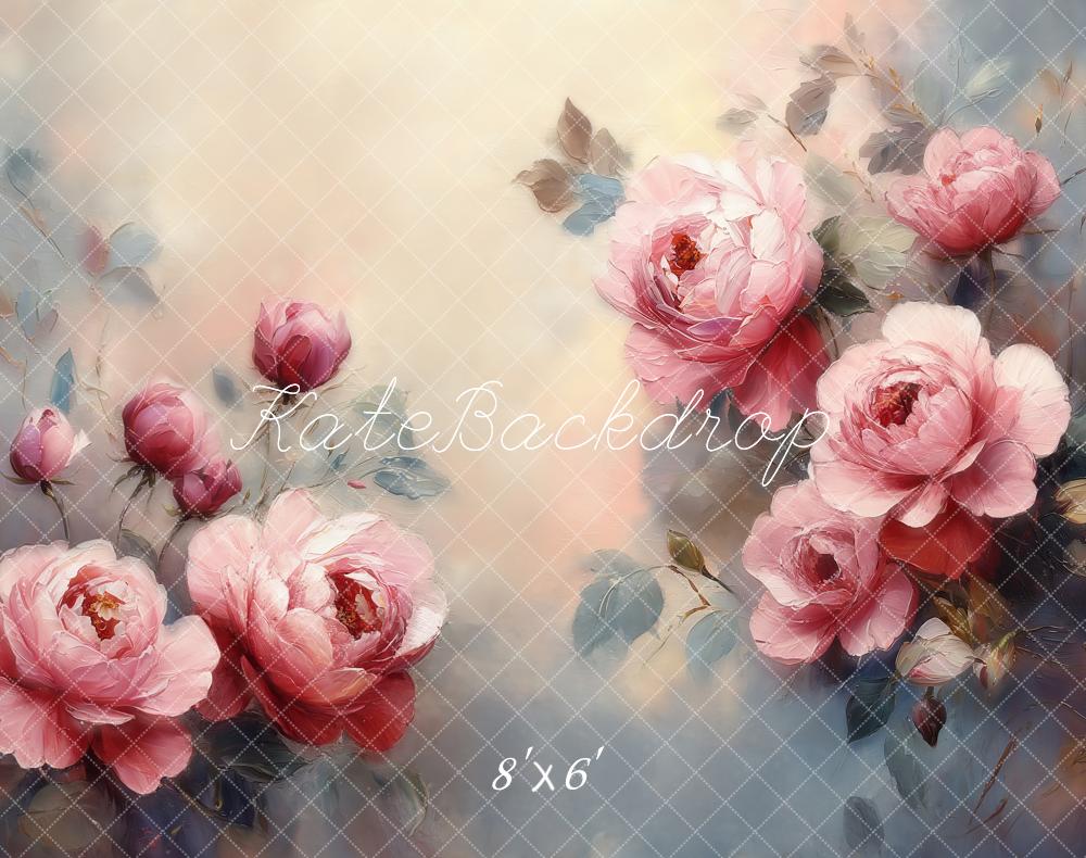 Fondo de Acuarela de Rosas Rosadas de Arte Floral Diseñado por Emetselch