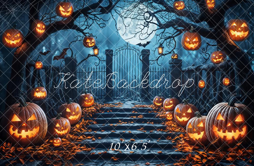 Kate Dark Halloween Forest Black Arched Gate Backdrop Designed by Emetselch