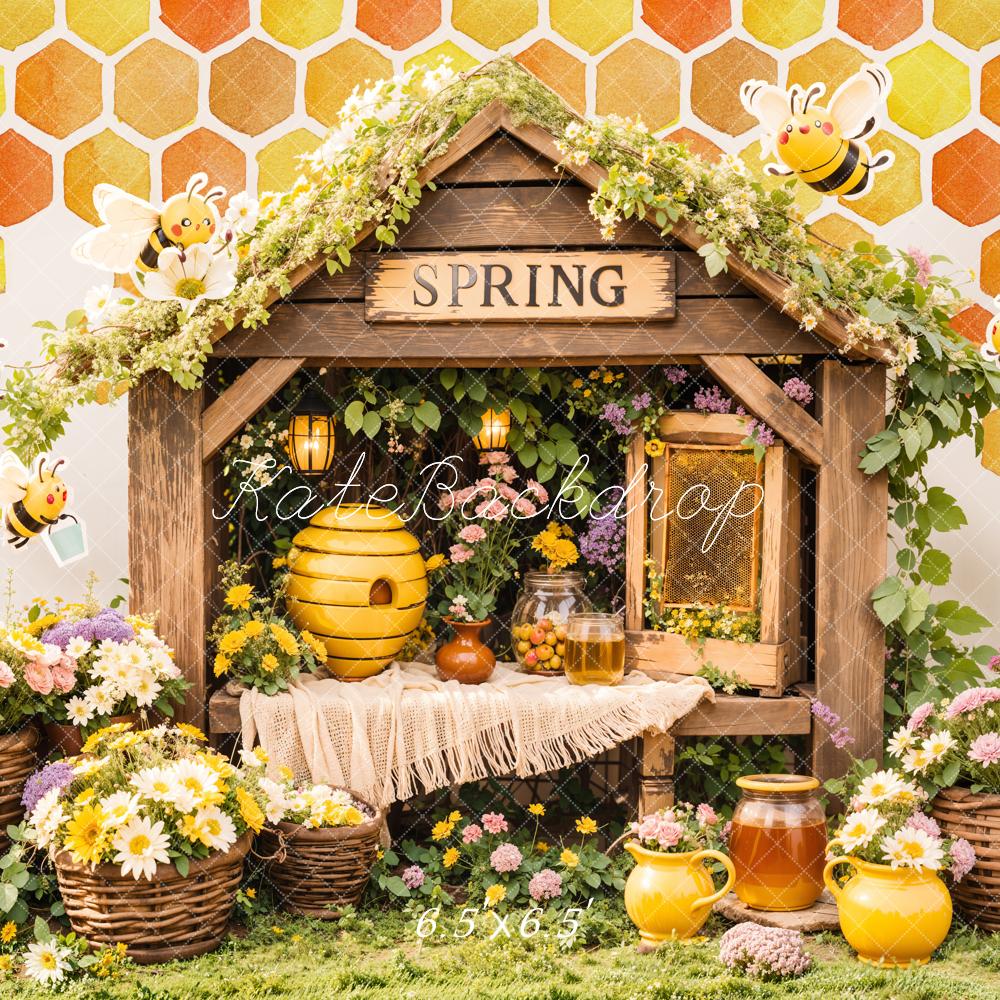 Kate Spring Bee Honeycomb Floral Backdrop Designed by Emetselch