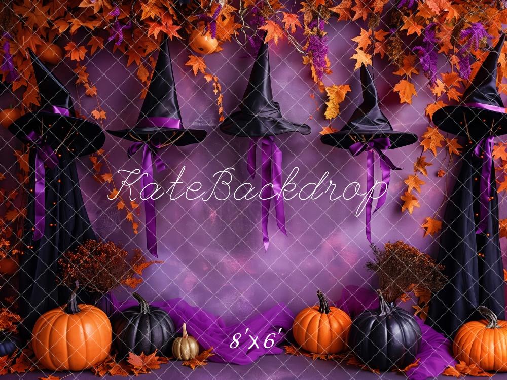 Kate Halloween Witchy Hat Purple Wall Backdrop Designed by Patty Robert