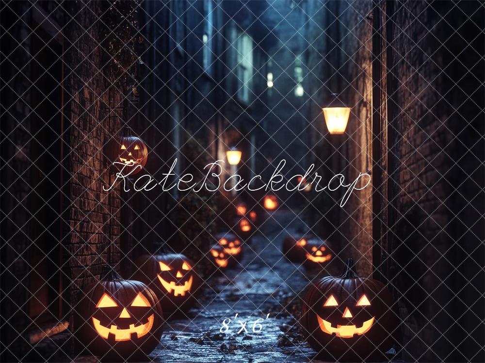 Kate Halloween Pumpkin Alley Lights Backdrop Designed by Lidia Redekopp