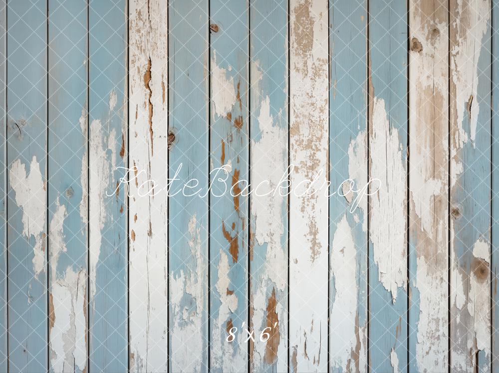 Kate Cream Blue Wood Grain Floor Backdrop Designed by Kate Image