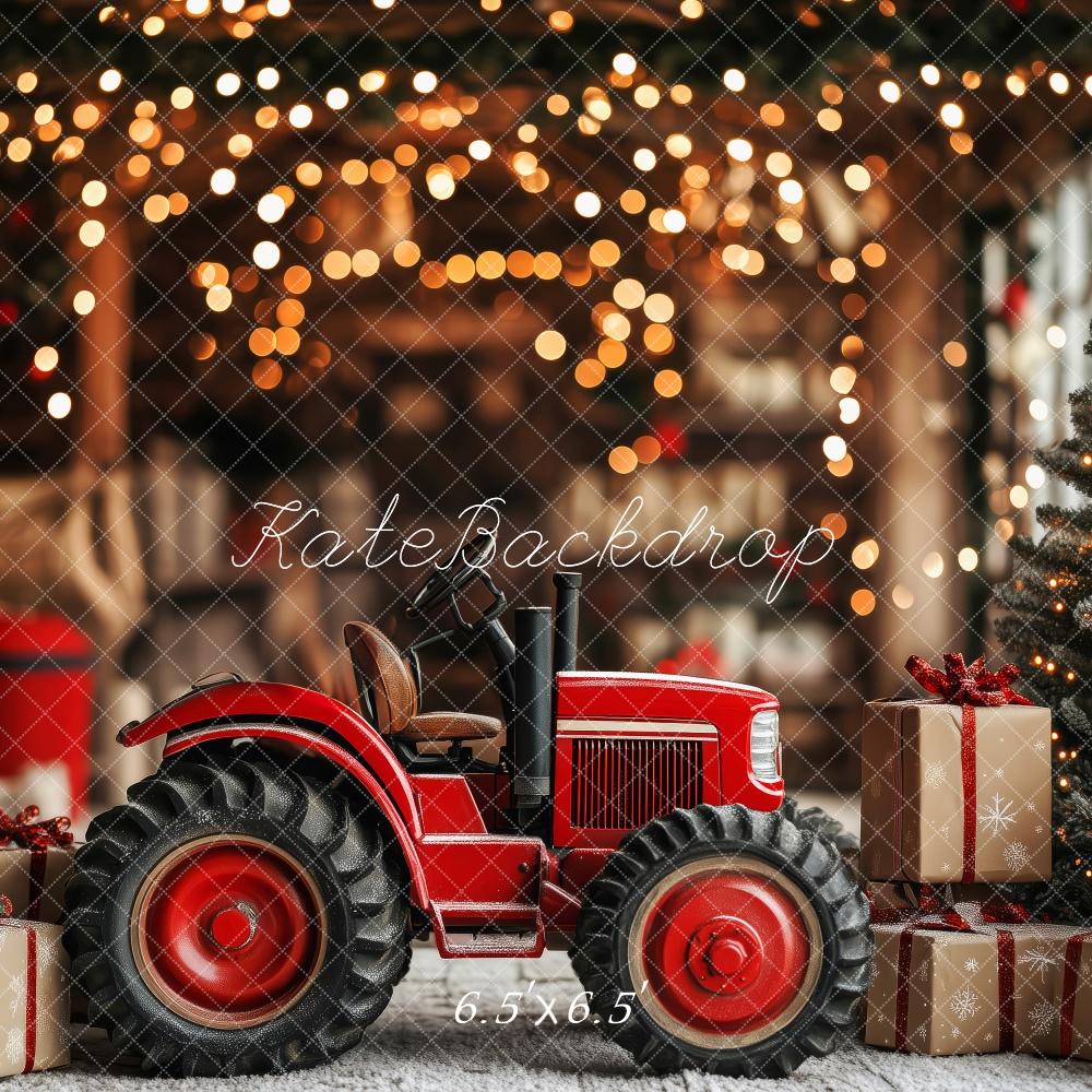 Kerst Tractor Gift Lights Foto Achtergrond Designed by Patty Roberts