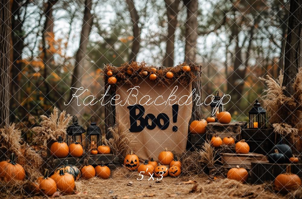 Boho Halloween Foresta Pumpkins Backdrop Designed by Patty Roberts