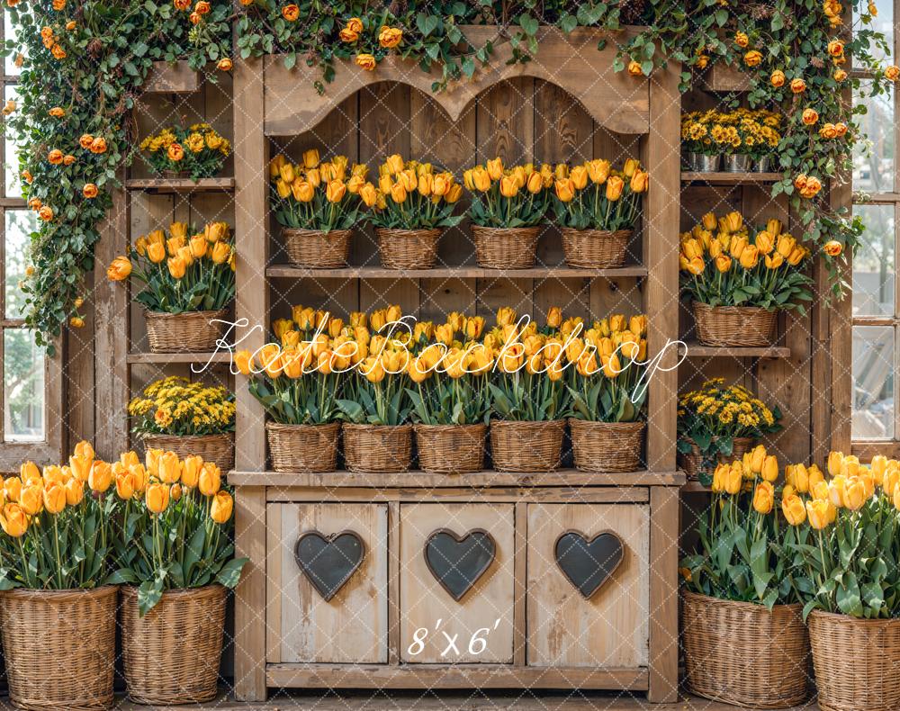 Kate Spring Rustic Tulip Flower Shelf Backdrop Designed by Emetselch