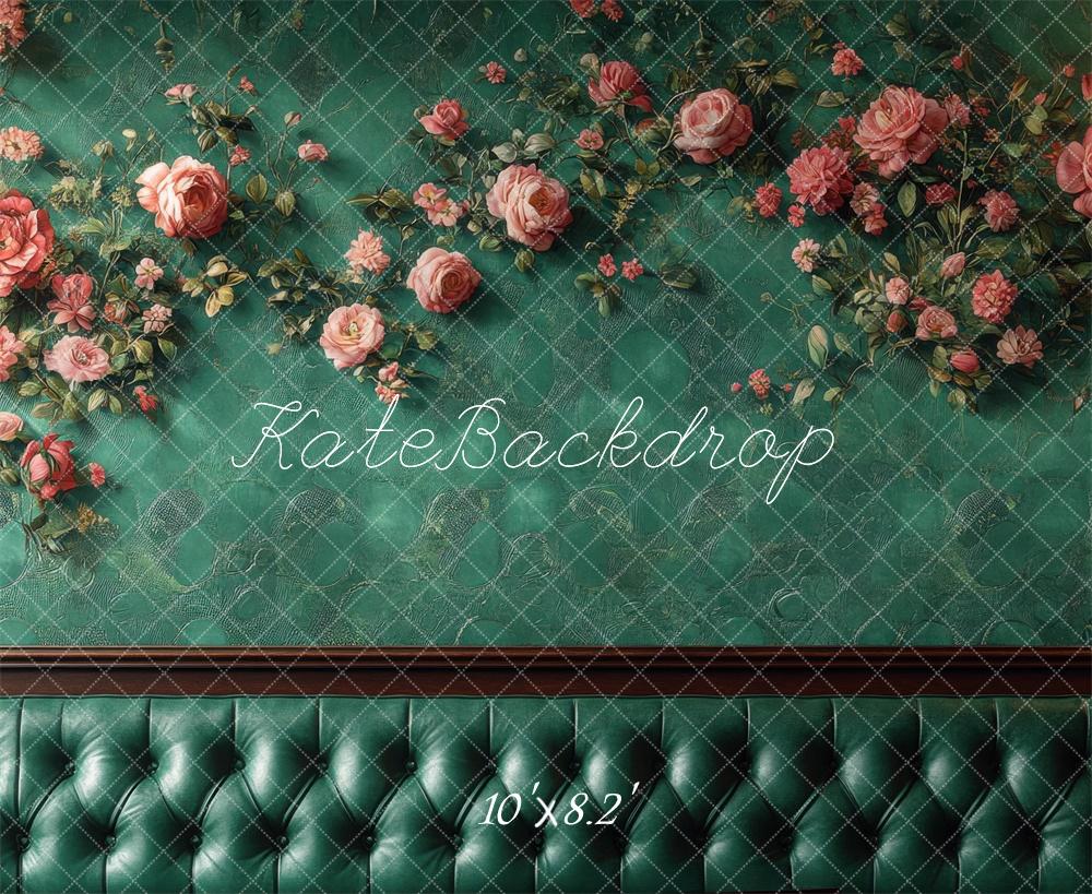 Kate Fine Art Floral Green Vintage Wall Backdrop Designed by Mini MakeBelieve