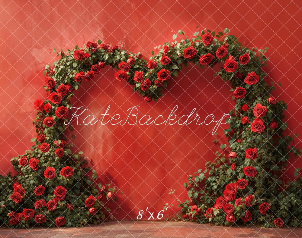 Kate Valentine Red Rose Heart Arch Backdrop Designed by Emetselch