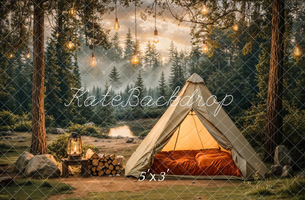 Kate Camping Forest Tent Lights Backdrop Designed by Emetselch