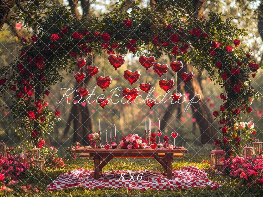 Arco de Flores de Picnic Corazones Fondo Diseñado por Mini MakeBelieve