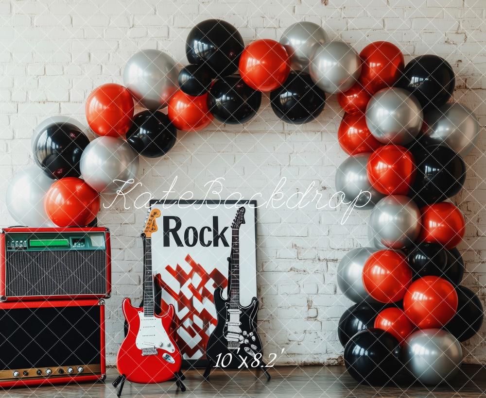 Kate Cake Smash Rock Music Balloon Arch Backdrop Designed by Patty Roberts