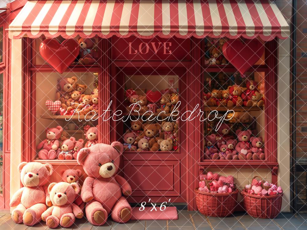 TEST Kate Valentine Teddy Bear Storefront Pink Backdrop Designed by Emetselch