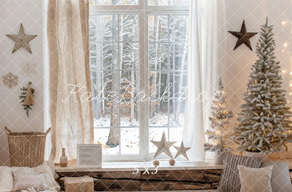 Kerst Boho Cozy Winter Window Foto Achtergrond Designed by Lidia Redekopp