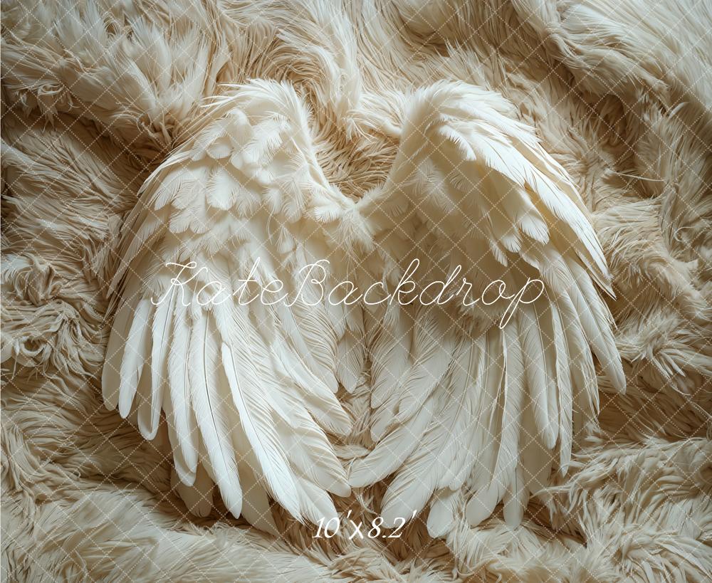 Kate Newborn Angel Wings Feather Fur Rug Floor Backdrop Designed by Emetselch