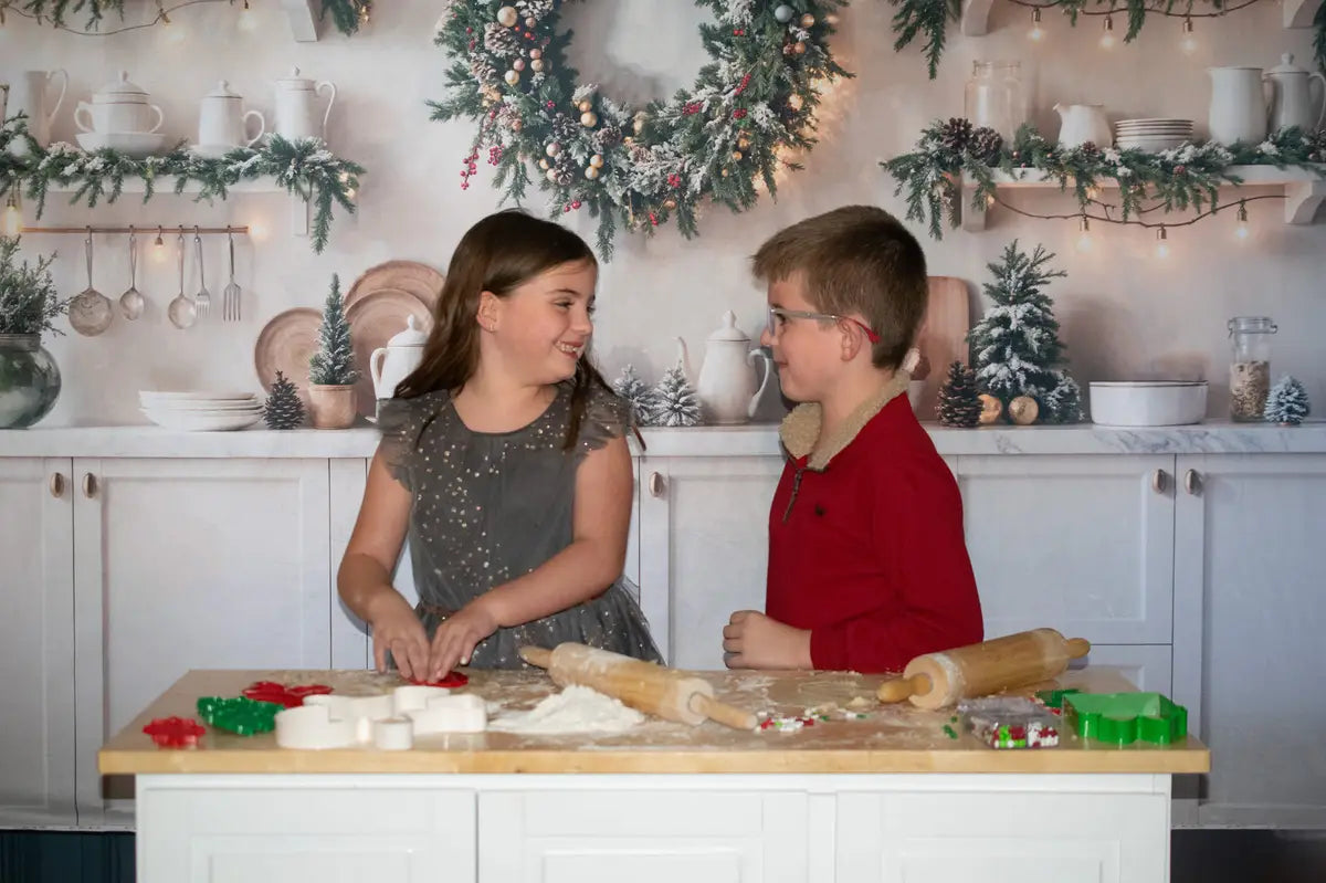 Kate Christmas Kitchen White Cabinets with Led Light Strip Backdrop Designed by Emetselch