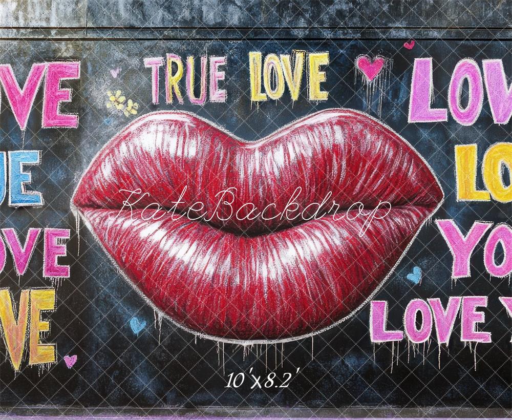 Kate Valentine Lips Love Graffiti Backdrop Designed by Mini MakeBelieve