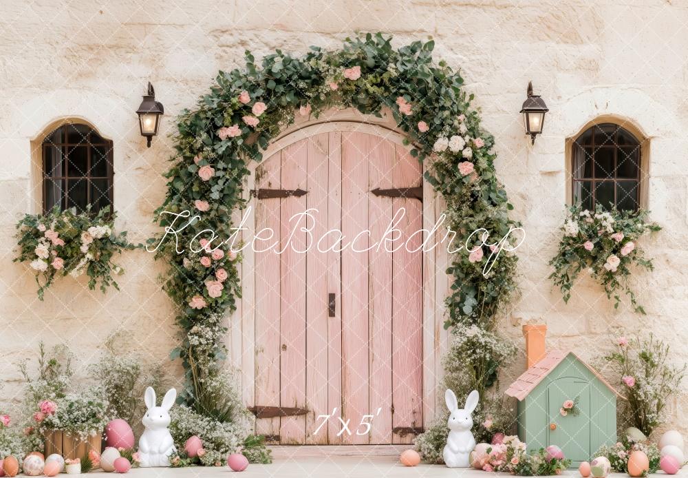 Kate Easter Bunny Floral Arch Pink Backdrop Designed by Patty Roberts