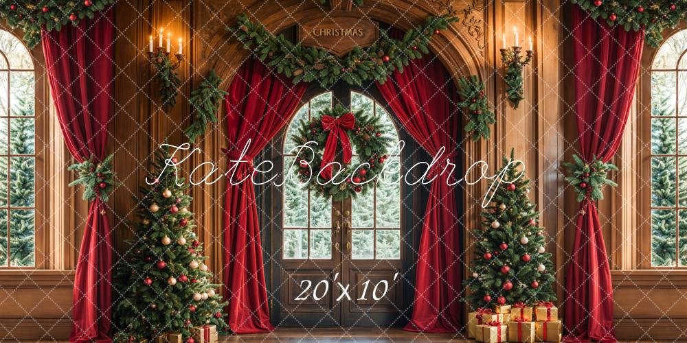 Kate Christmas Tree Arched Door Curtains Wreath Backdrop Designed by Emetselch