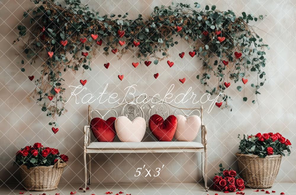 Kate Valentine's Heart Floral Bench Backdrop Designed by Patty Roberts