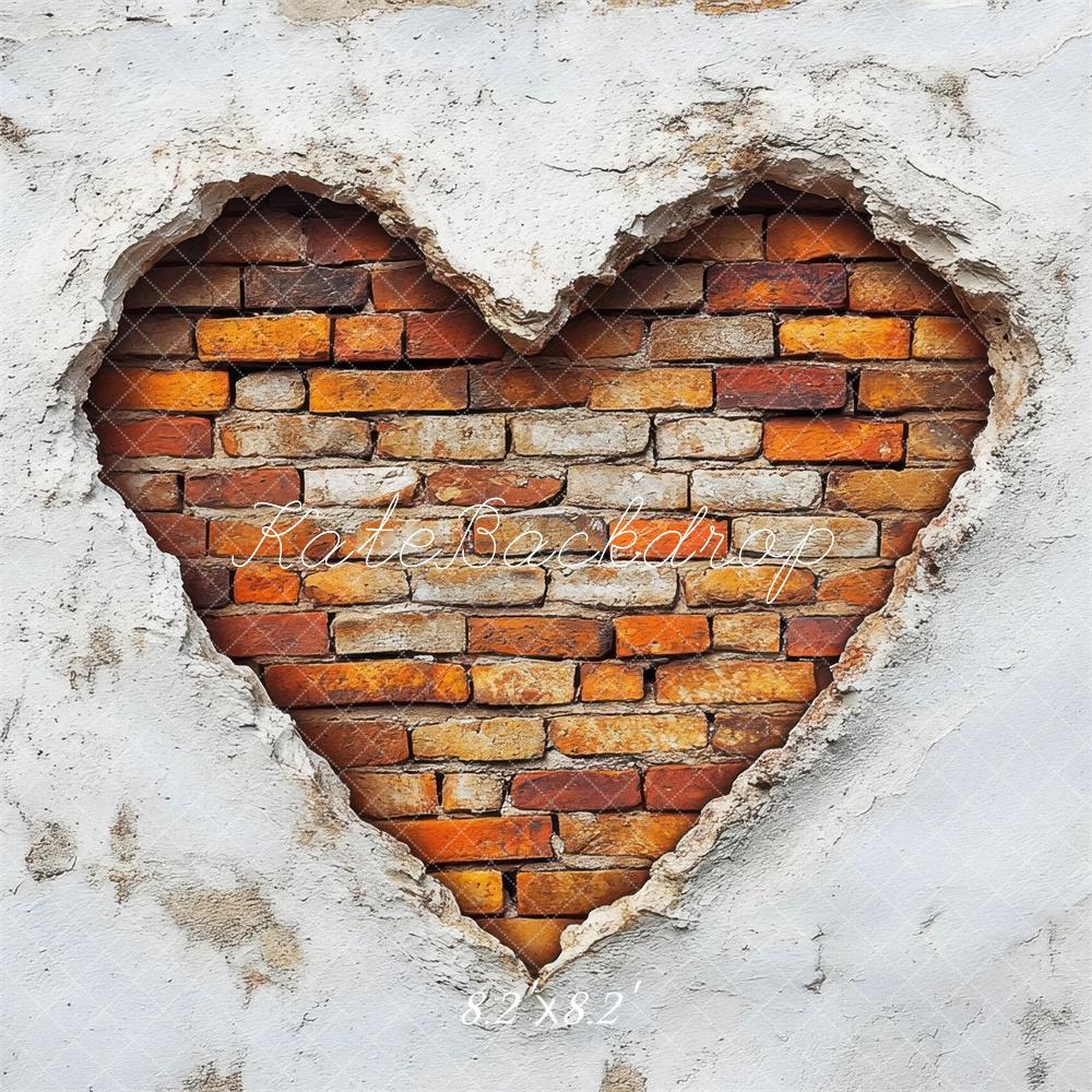 Kate Valentine Heart Brick Vintage Wall Backdrop Designed by Mini MakeBelieve