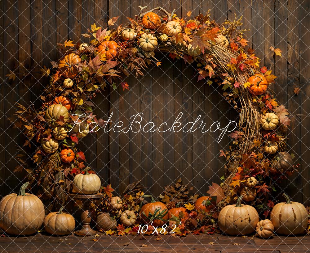 Kate Fall Maple Leaf Wreath Wood Wall Backdrop Designed by Emetselch