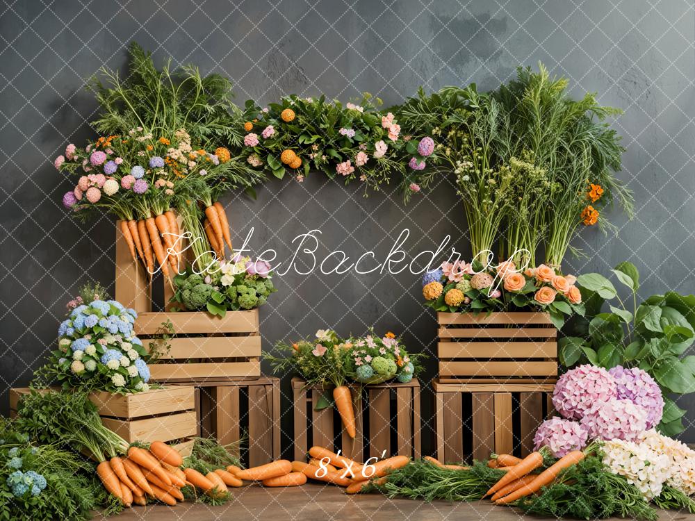 Kate Easter Floral Carrot Vegetable Wood Backdrop Designed by Emetselch