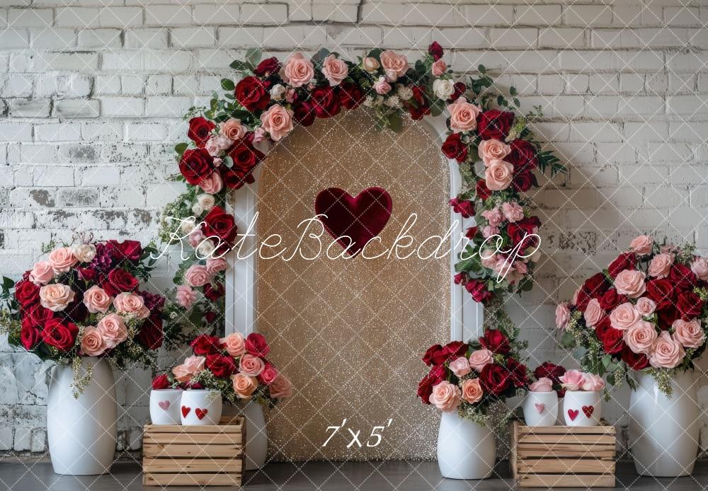 Kate Valentine Flower Arch Heart Backdrop Designed by Mini MakeBelieve