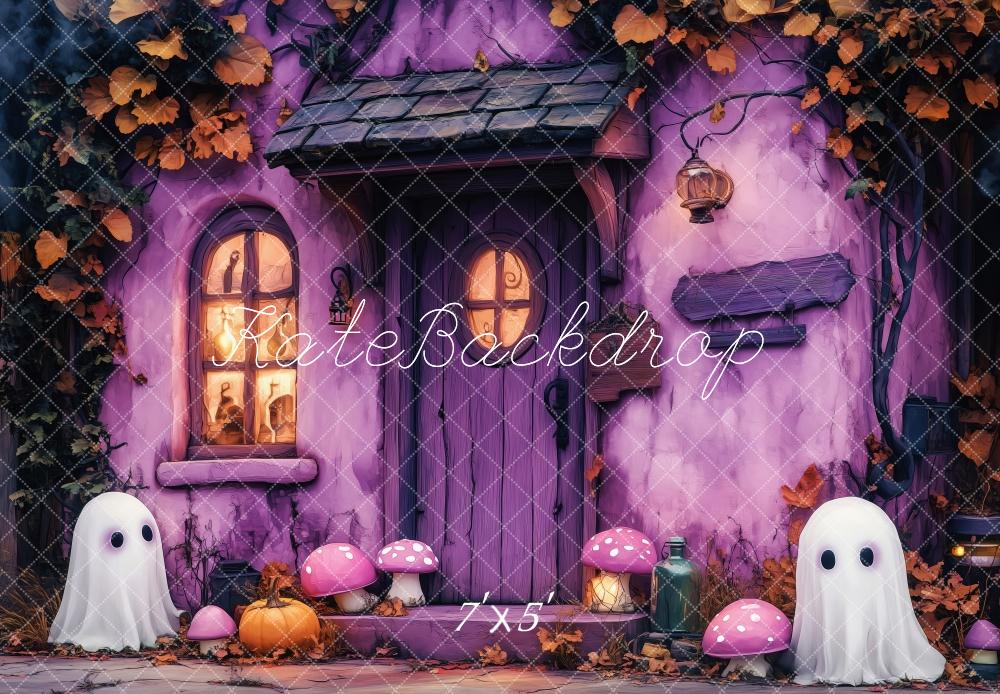 Halloween Paarse Haunted House Foto Achtergrond Designed by Patty Roberts