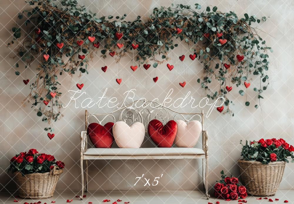 Kate Valentine's Heart Floral Bench Backdrop Designed by Patty Roberts