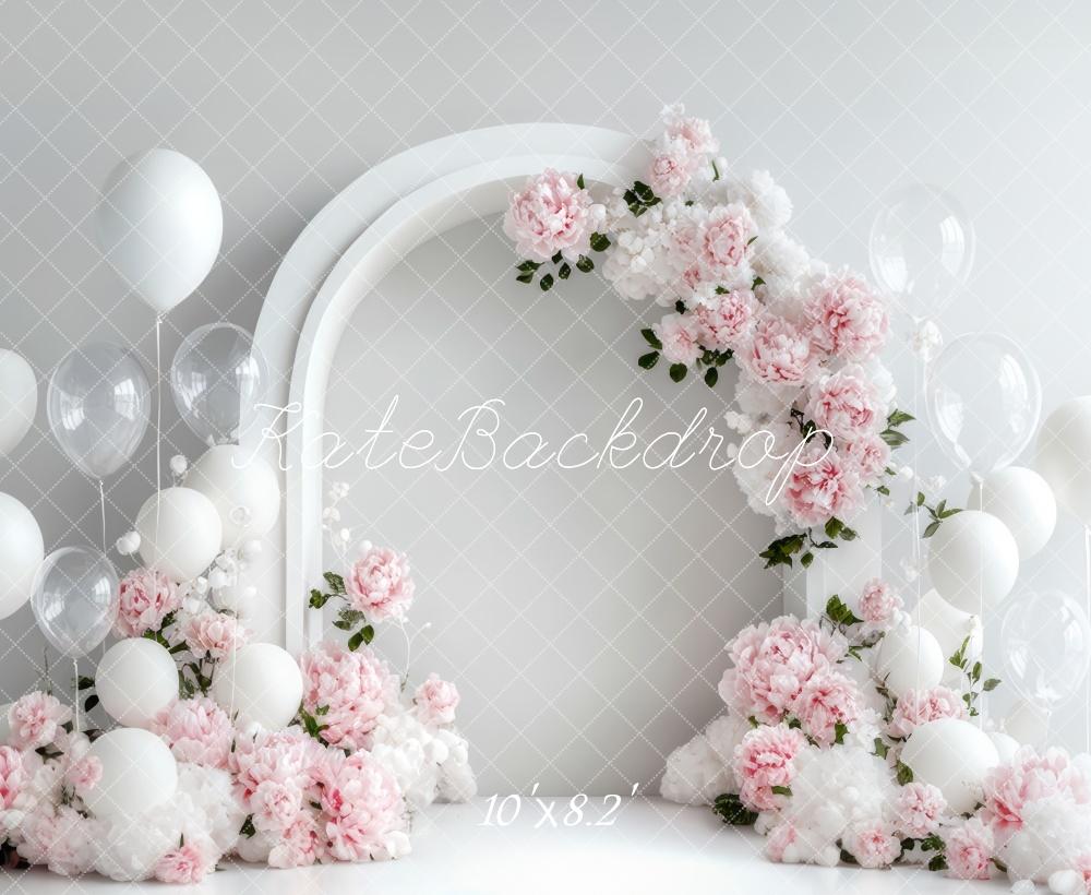 Kate Spring Flower Arch White Balloon Backdrop Designed by Emetselch