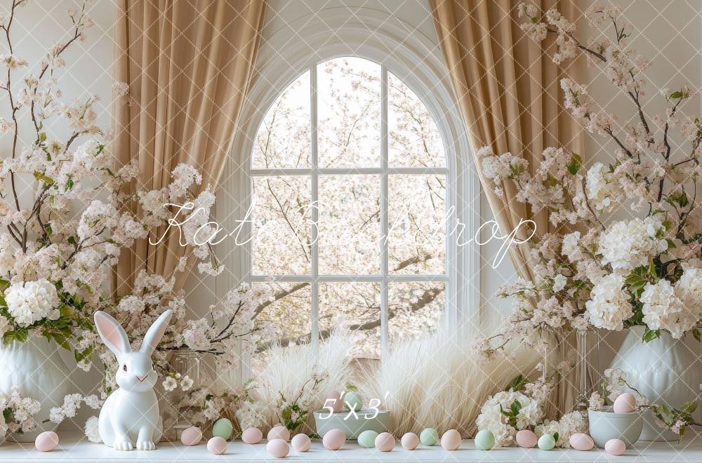 Kate Easter Bunny Floral Arched Window Backdrop Designed by Mini MakeBelieve