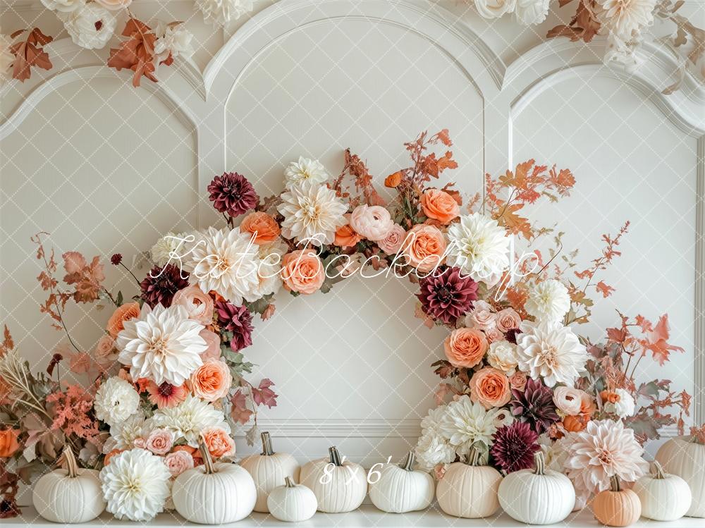 Kate Fall Flower Arch White Pumpkin Backdrop Designed by Patty Roberts