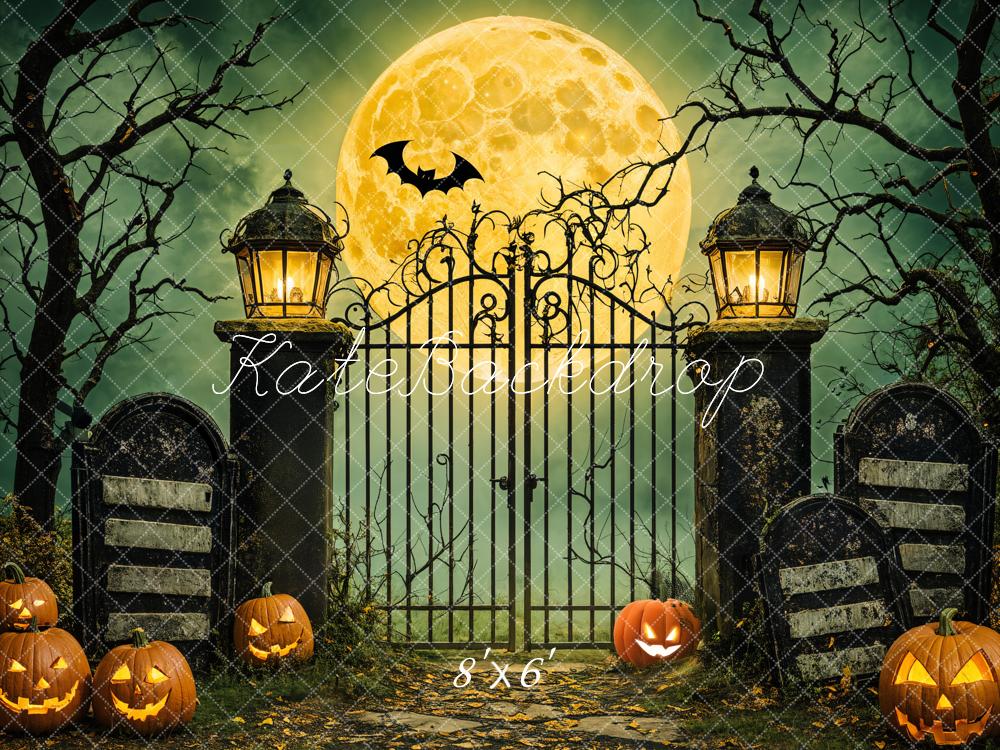 Kate Halloween Moon Gate Pumpkins Backdrop Designed by Emetselch