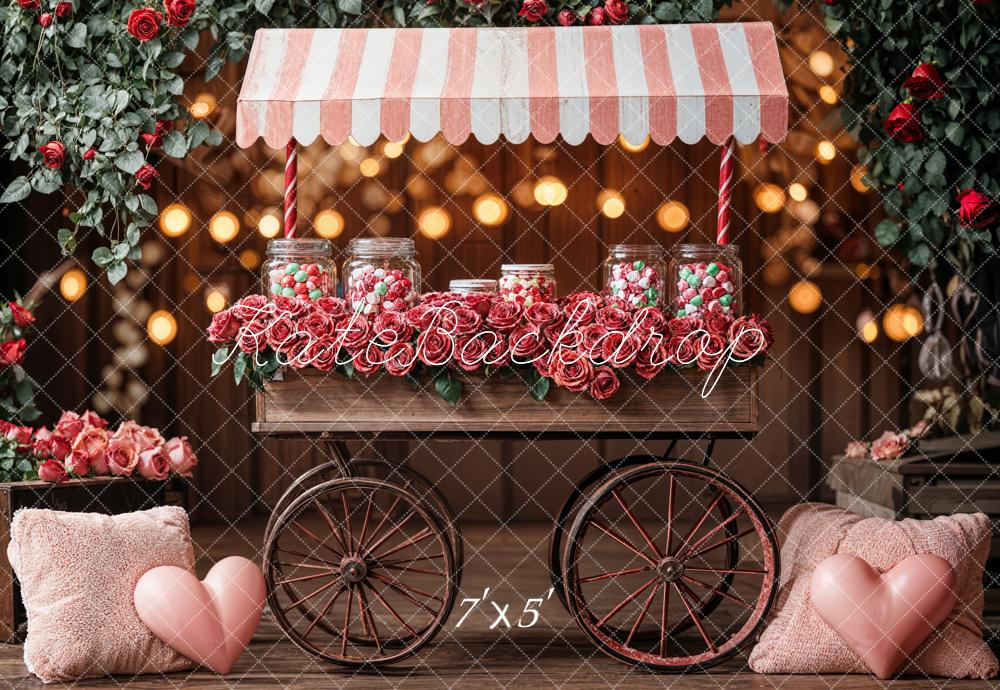 Candy de San Valentín Rosa Carrito Fondo Rosa diseñado por Emetselch