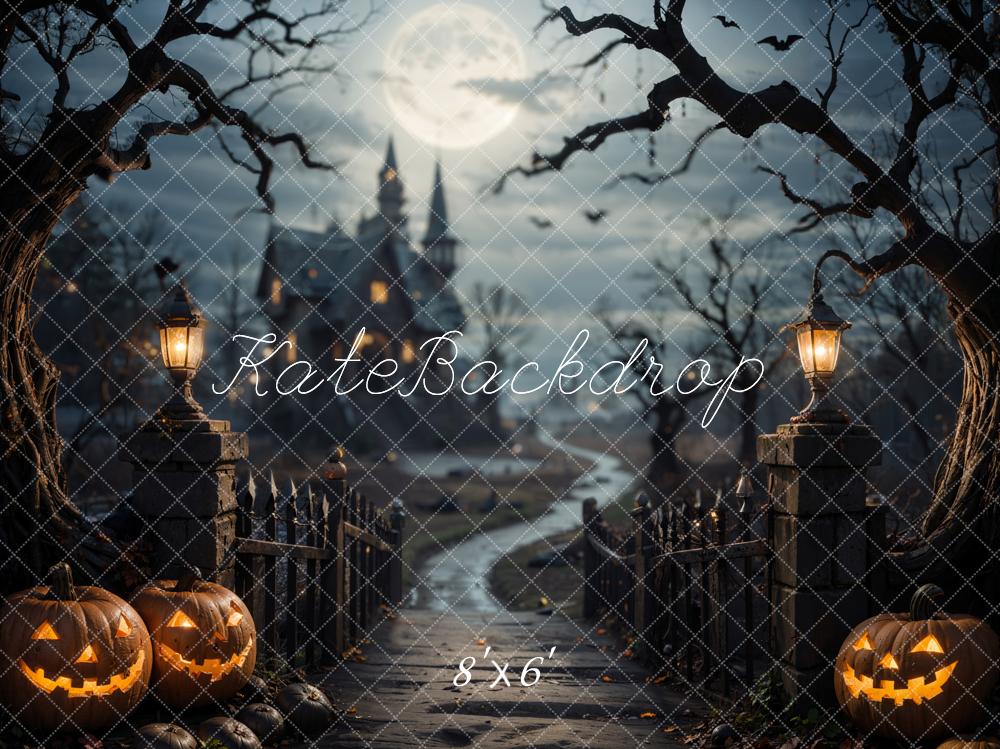 Kate Halloween Forest Wooden Bridge Dark Castle Backdrop Designed by Emetselch