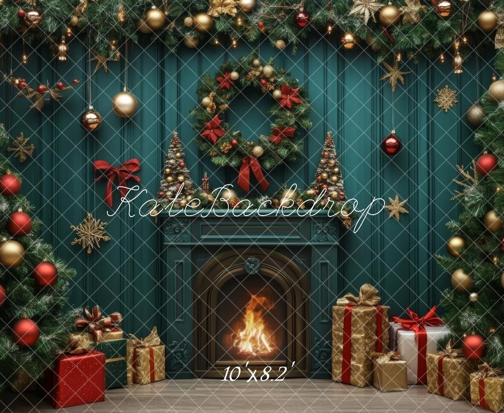 Kate Christmas Tree Fireplace Gifts Garland Backdrop Designed by Lidia Redekopp