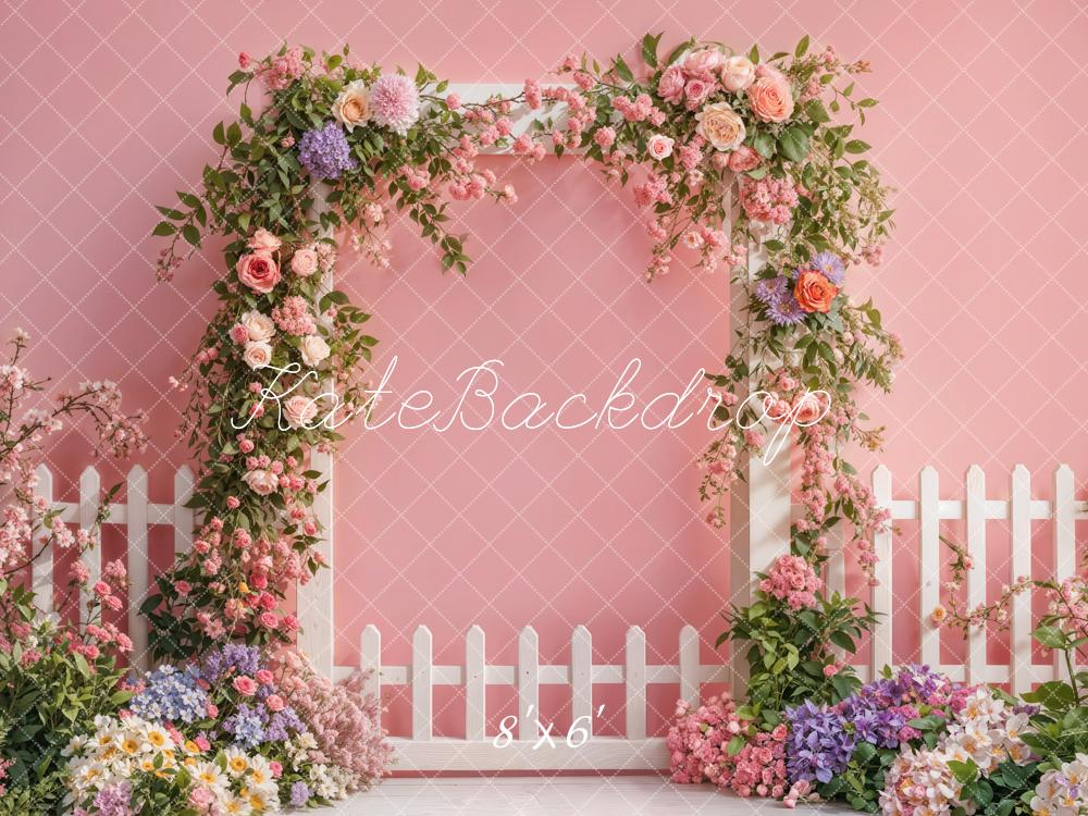 Kate Spring Flower Arch Fence Pink Backdrop Designed by Emetselch